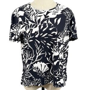 Vintage Y2K St. John Cruise Sport L Shirt Stretch Knit Jungle Botanical Made USA